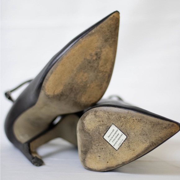 Alexander Wang Black Leather Pointy Toe Caged Ankle Stilettos Size 39.5 - Picture 5 of 7